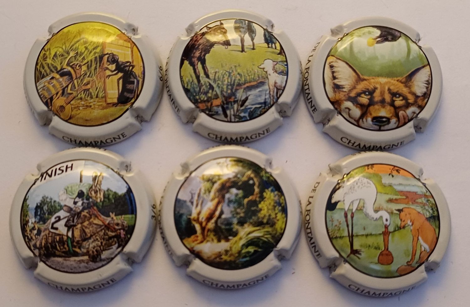 6 BELLES CAPSULES CHAMPAGNE GENERIQUE LES FABLES DE LA FONTAINE  REF N°C51 a C51e NEWS