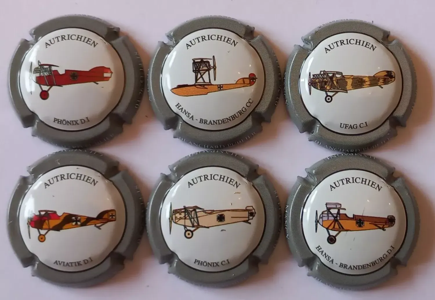 6 BELLES CAPSULES CHAMPAGNE BLANCHARD PUBLIER AVION AUTRICHIEN N° 5f a 5k NEWS