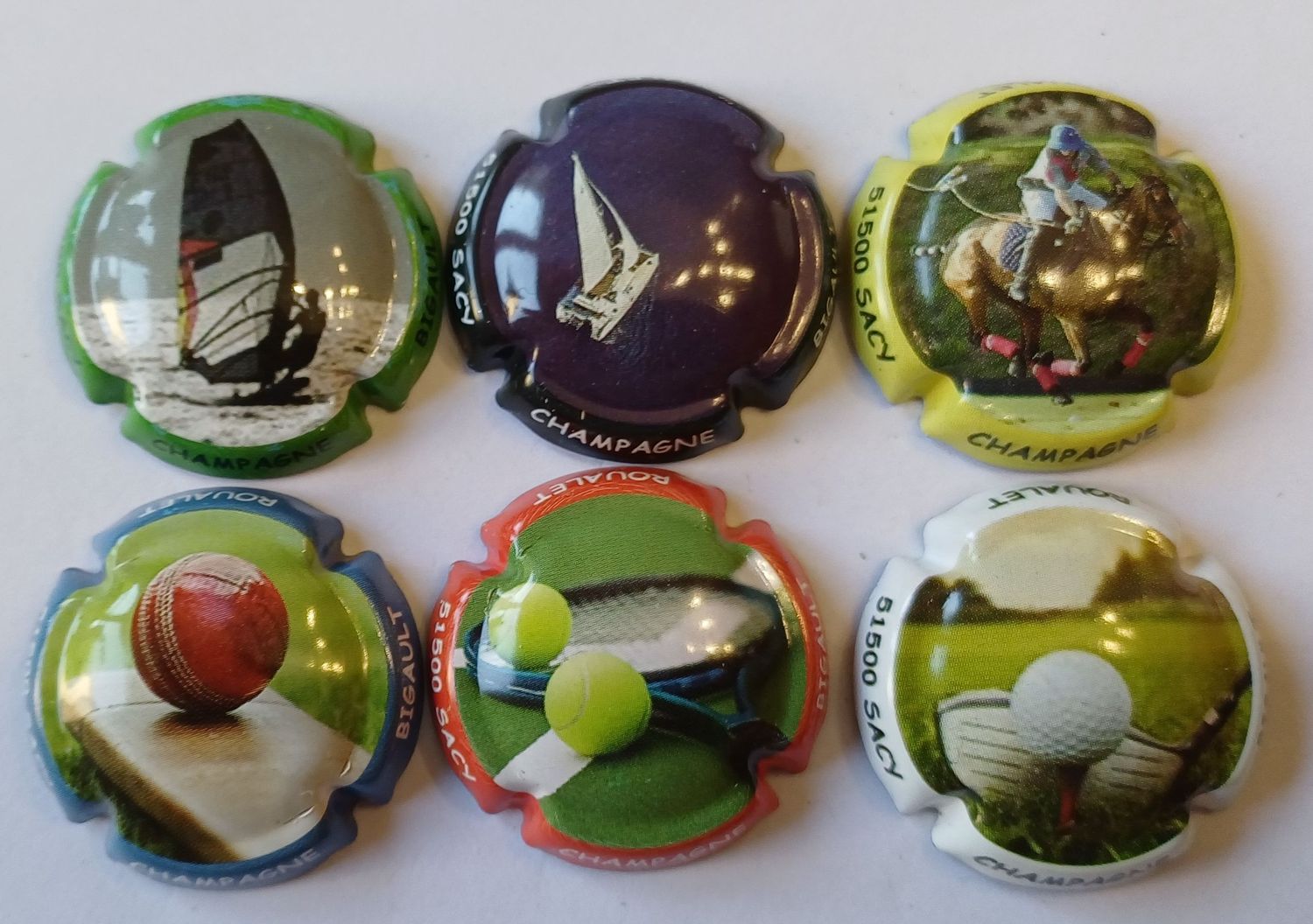 6 BELLES CAPSULES CHAMPAGNE BIGAULT RAOULET LE SPORTS REF N°11 a 11e NEWS