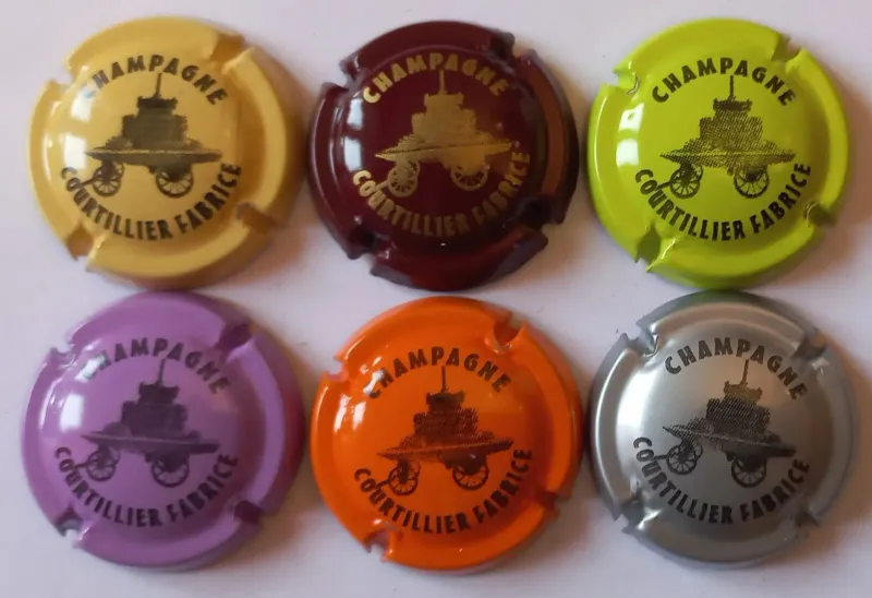 6 BELLES CAPSULES CHAMPAGNE COURTILLIER FABRICE PRESSOIR REF N° 9 a 9e NEWS