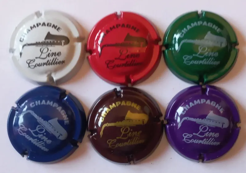 6 BELLES CAPSULES CHAMPAGNE COURTILLIER LINE SAXO REF N° 12 a 12e NEWS