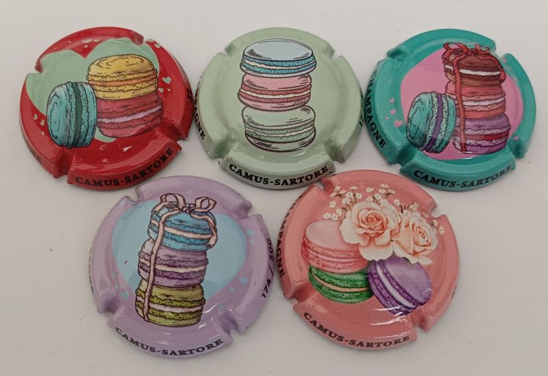 5 BELLES CAPSULES CHAMPAGNE CAMUS SARTORE LES MACARONS 500EX REF N°58 a 58d NEWS