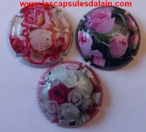 3 BELLES CAPSULES CHAMPAGNE FAGOT J & H LES ROSES REF N° 1e a 1g NEWS