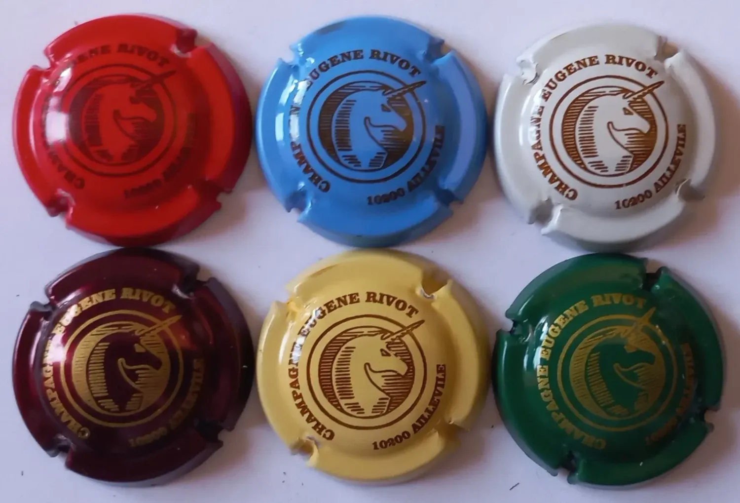 6 BELLES CAPSULES CHAMPAGNE EUGENE RIVOT LICORNE REF N° 11 a 11e NEWS