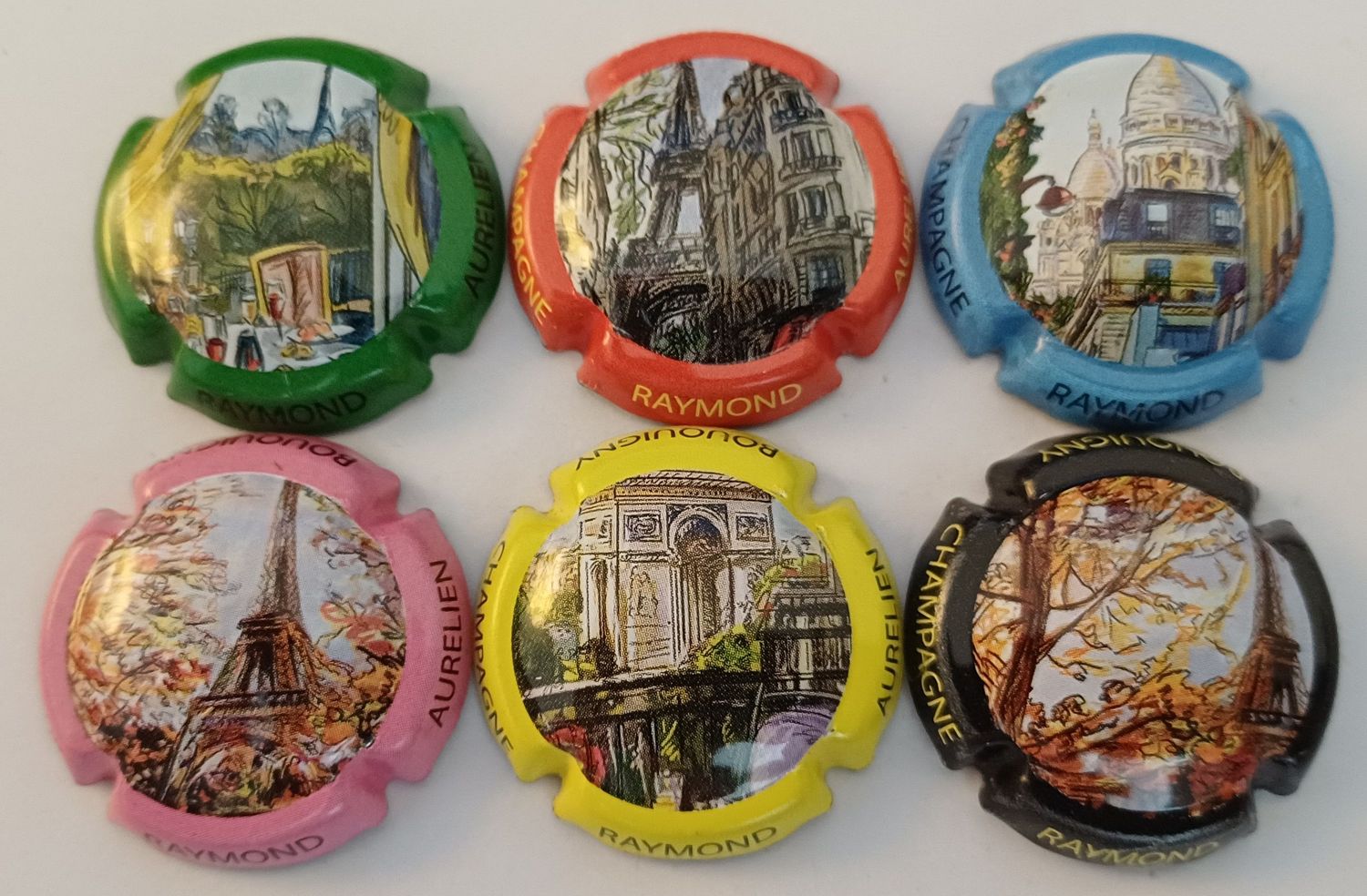 6 BELLES CAPSULES CHAMPAGNE RAYMOND AURELIEN PARIS REF N° 1 a 1e NEWS