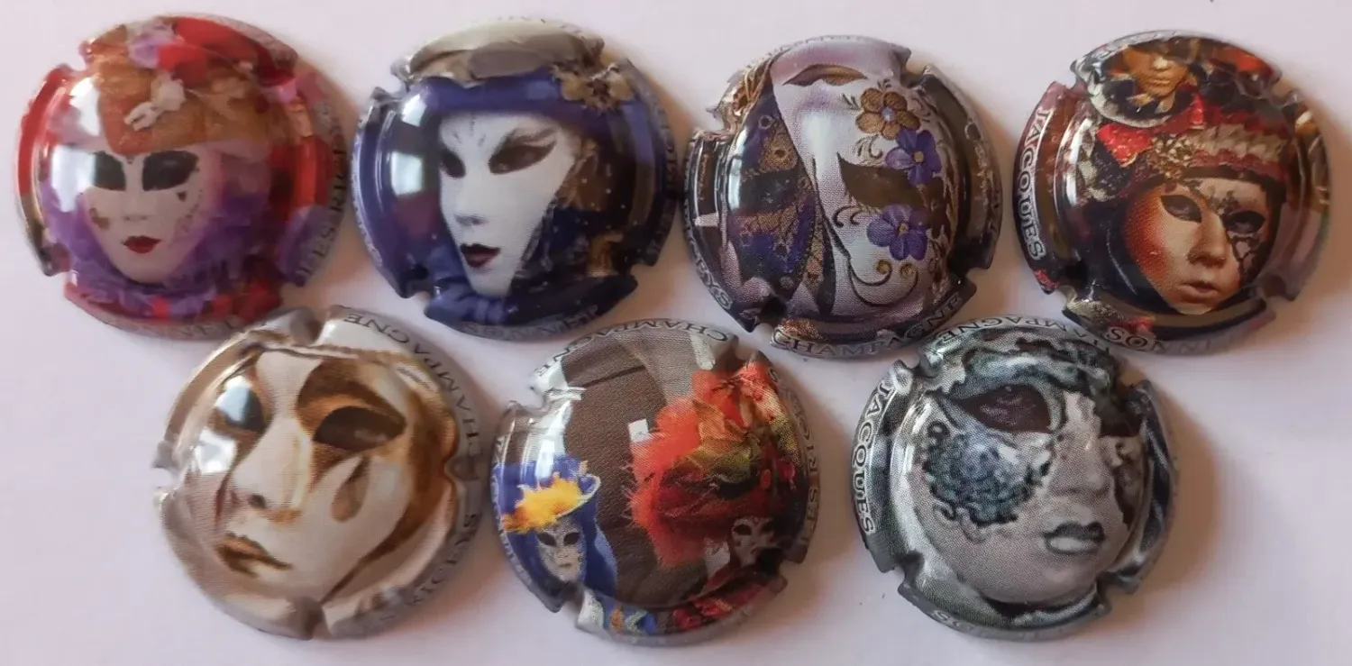 7 BELLES CAPSULES CHAMPAGNE SONNET JACQUES MASQUES VENISE REF N° 20 a 20f NEWS