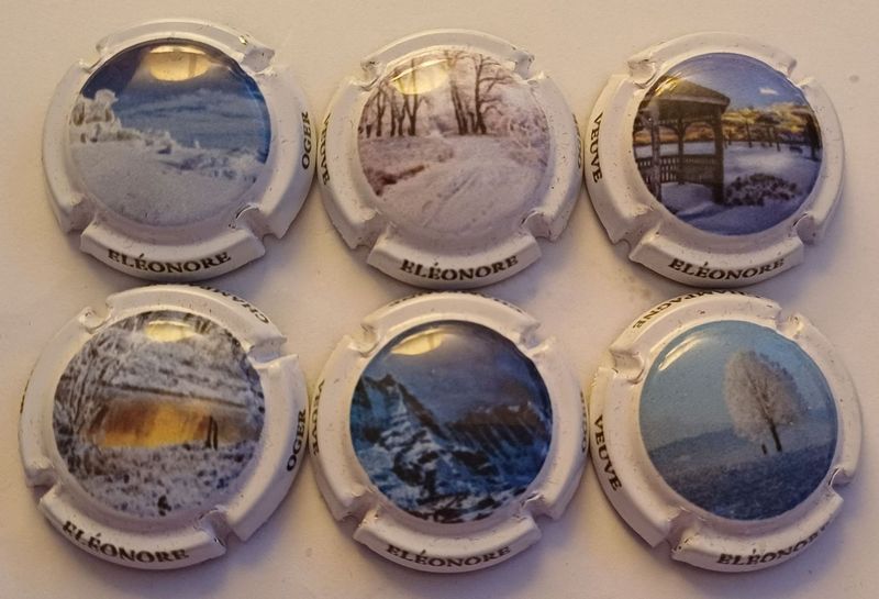 6 BELLES CAPSULES CHAMPAGNE VEUVE ELEONORE HIVER REF N°32 a 32e NEWS