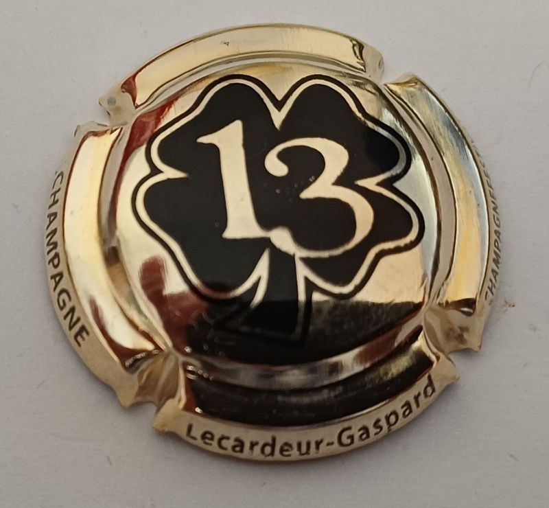 BELLE CAPSULE CHAMPAGNE LECARDEUR GASPART 13 PORTE BONHEUR PLAQUE OR 180EX REF N°7c NEWS