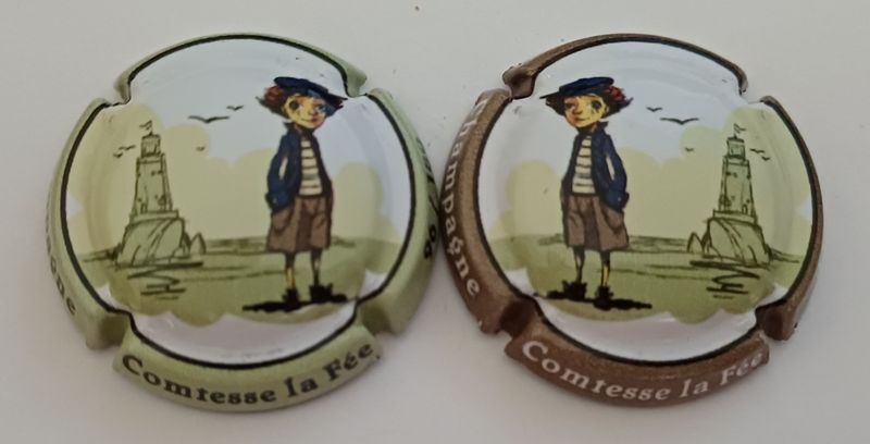 2 BELLES CAPSULES CHAMPAGNE COMTESSE LA FEE BREIZH DA VIKEN 180EX REF N°A7 et A7a NEWS