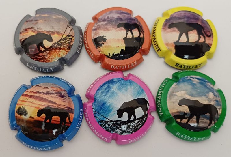 6 BELLES CAPSULES CHAMPAGNE BATILLET EUDES LES PUMAS REF N°A1 a A1e NEWS