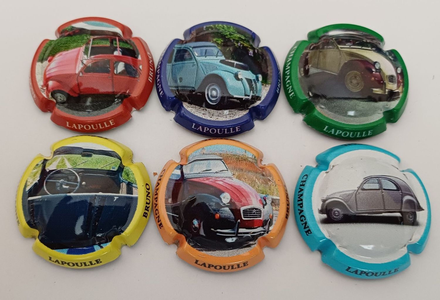 6 BELLES CAPSULES CHAMPAGNE LAPOULLE BRUNO LES 2 CV RÉF N°8 a 8e NEWS
