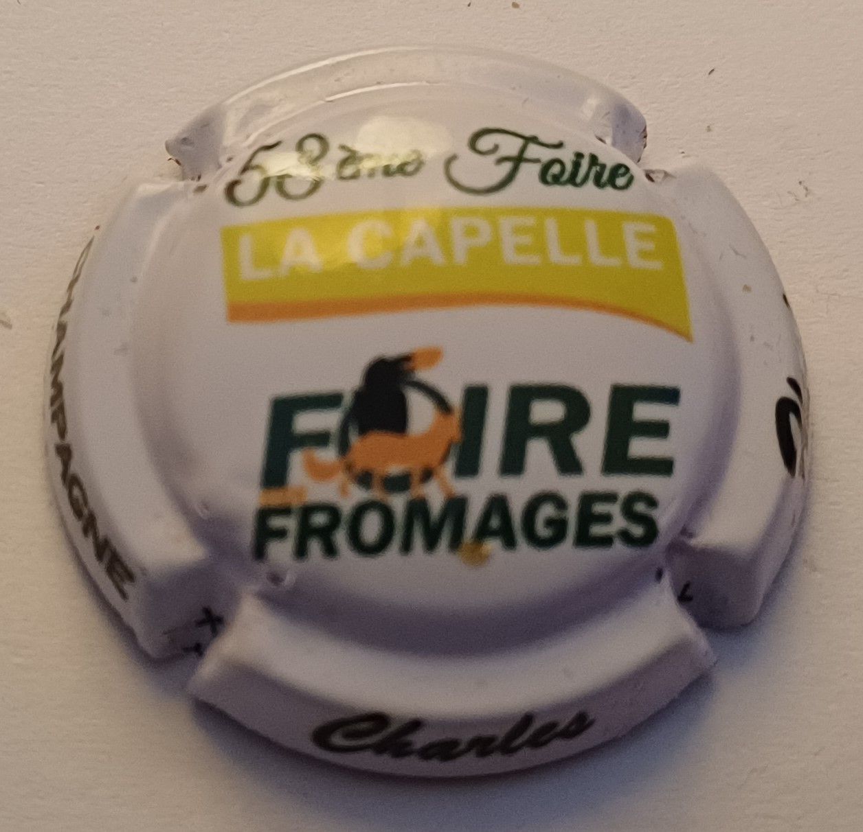 BELLE CAPSULE CHAMPAGNE CHARLES HESTON 53 FOIRE FROMAGES CAPELLE REF N°40c NEWS