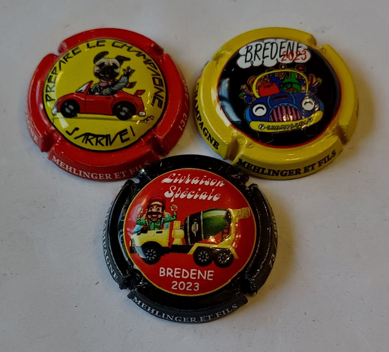 3 BELLES CAPSULES CHAMPAGNE MEHLINGER ET FILS BREDENE 2023 480EX REF N°28 a 28b NEWS