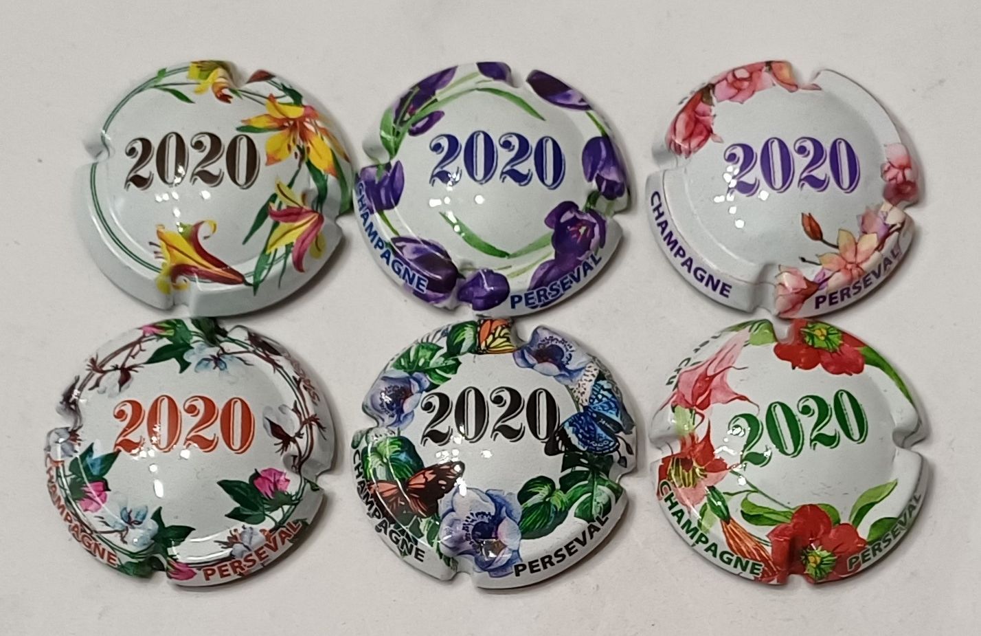 6 BELLES CAPSULES CHAMPAGNE PERSEVAL BRUNO FLEURS 2020 REF N°11 a 11e NEWS