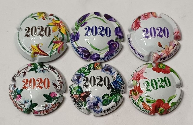 6 BELLES CAPSULES CHAMPAGNE PERSEVAL BRUNO FLEURS 2020 REF N°11 a 11e NEWS