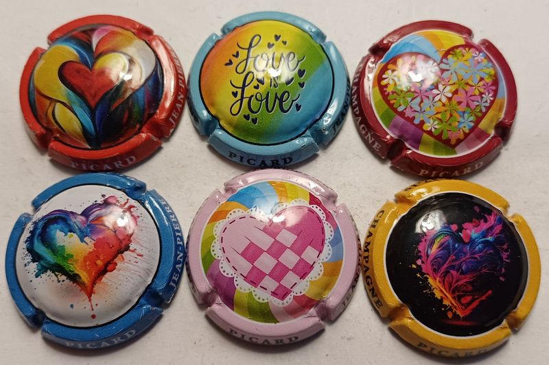 6 BELLES CAPSULES CHAMPAGNE PICARD PASCAL LOVE LOVE REF N°27 a 27e NEWS