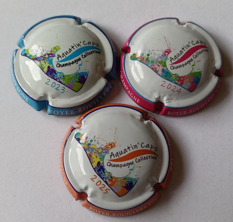 3 BELLES CAPSULES CHAMPAGNE BOYER ROUILLERE AQUATIN'CAPS REF N°9b/d/h NEWS