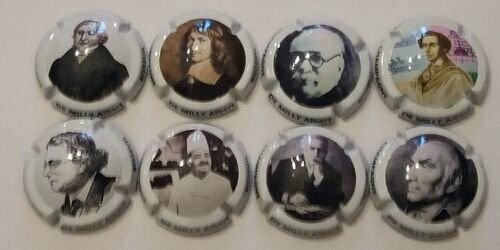 8 BELLES CAPSULES CHAMPAGNE DE MILLY ALBERT CUISINIER SERIE 1 REF N°39 a 39g NEWS