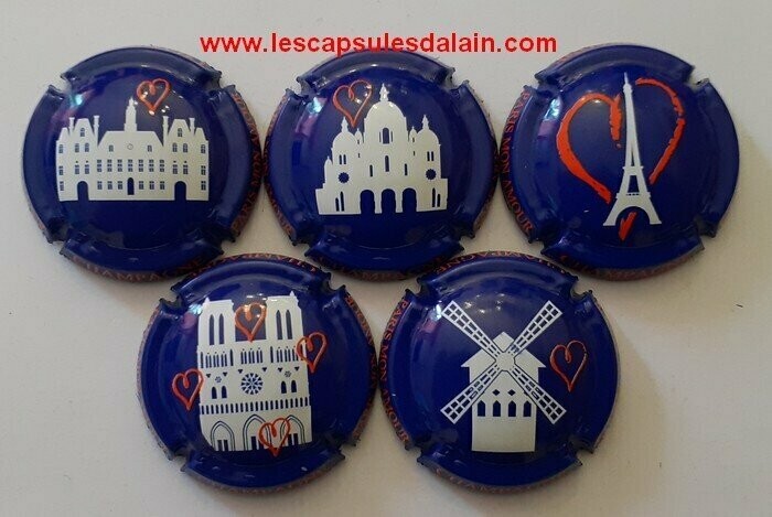 5 BELLES CAPSULES CHAMPAGNE GENERIQUE PARIS MON AMOUR 2021 REF N°1173 a 1173d NEWS