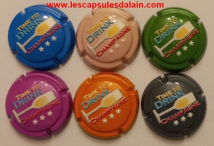 6 BELLES CAPSULES CHAMPAGNE GENERIQUE TIME TO DRINK RELIEF 2021 REF N°C182 a C182e NEWS