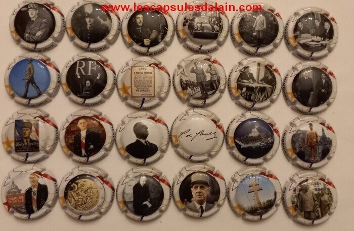 24 BELLES CAPSULES CHAMPAGNE GENERIQUE GENERAL DE GAULE BLANCHE NEWS