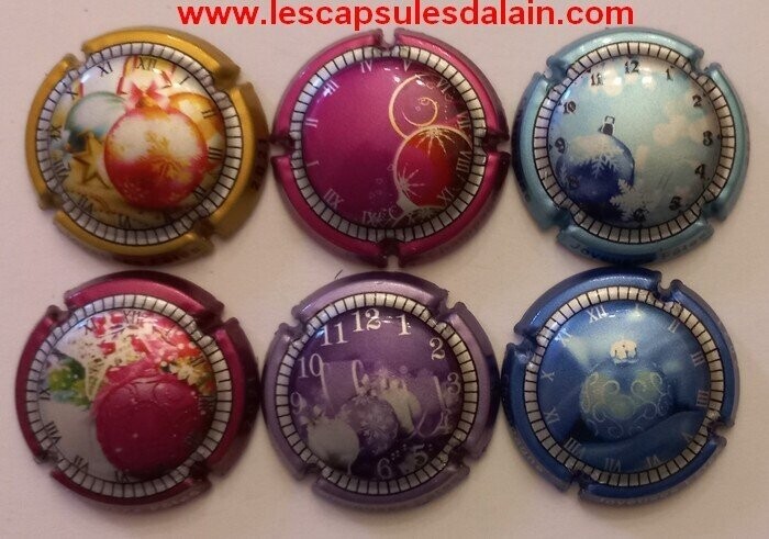 6 BELLES CAPSULES CHAMPAGNE GENERIQUE HEURE DE NOEL REF N°1230 a 1230e NEWS
