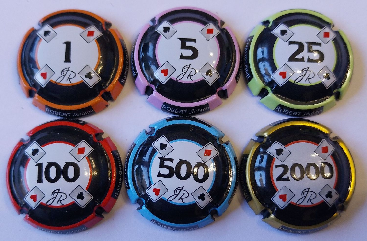 6 BELLES CAPSULES CHAMPAGNE ROBERT JEROME POKER 2025 LA 2000 /600EX REF N°32 a 32e NEWS