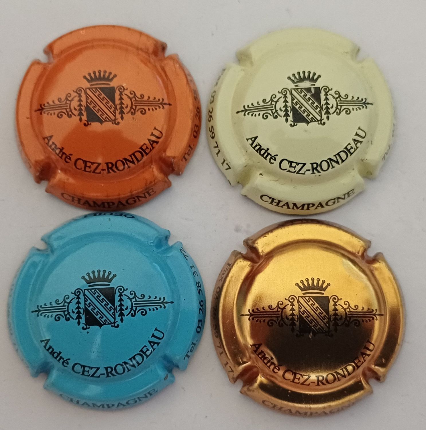 4 BELLES CAPSULES CHAMPAGNE CEZ RONDEAU REF N° 11 a 14 NEWS