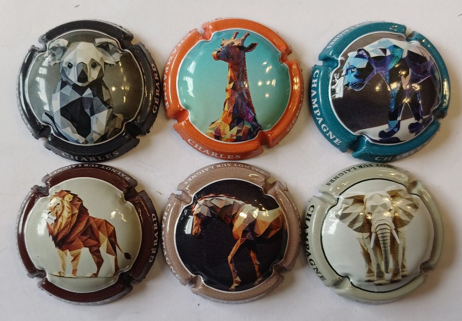 6 BELLES CAPSULES CHAMPAGNE GERARD CHARLES ANIMAUX 2025 SERIE N°2 REF N°33f a 33k NEWS