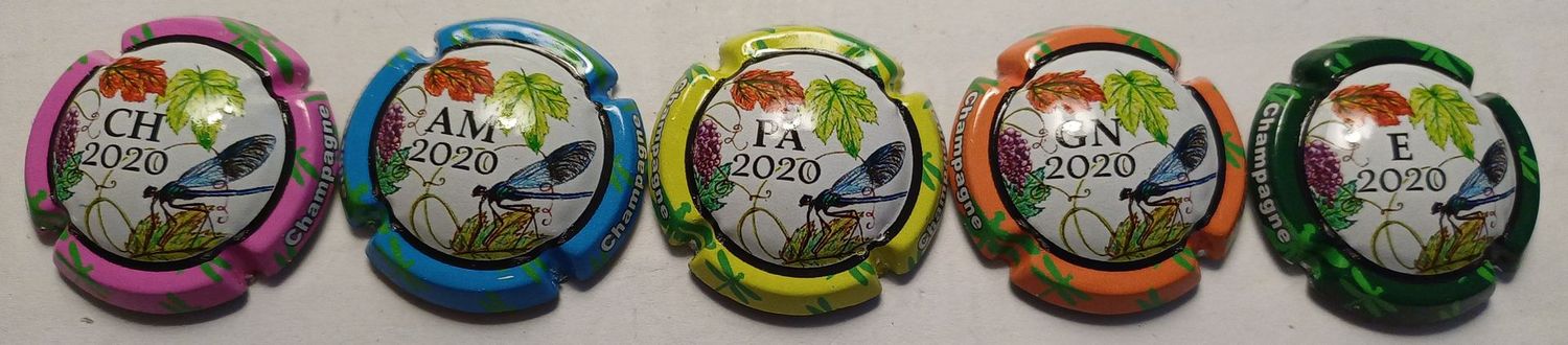 5 BELLES CAPSULES CHAMPAGNE GENERIQUE PUZZLE LIBELLULE 2020 REF N° 979r a 979v NEWS