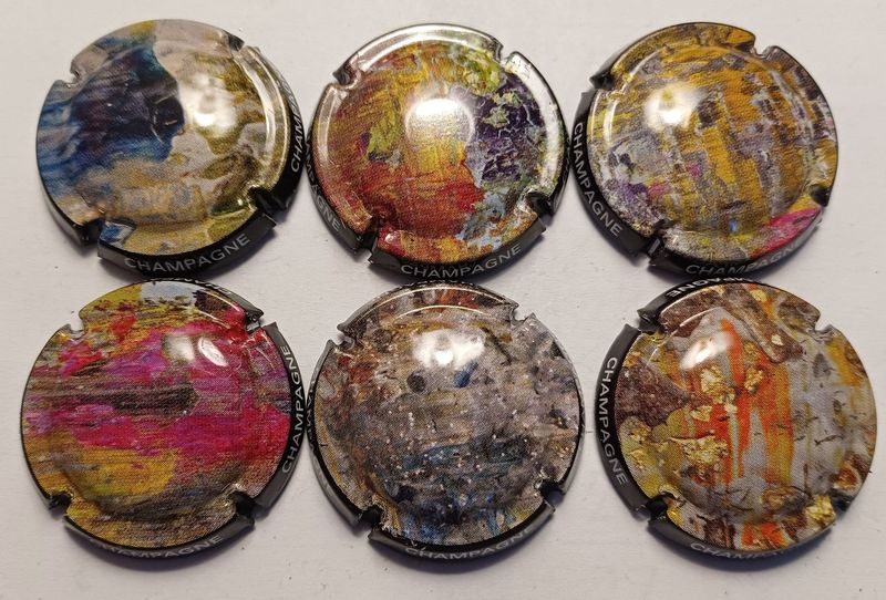 6 BELLES CAPSULES CHAMPAGNE GENERIQUE ART COLLECTION 2024 REF N°1415 a 1415e NEWS