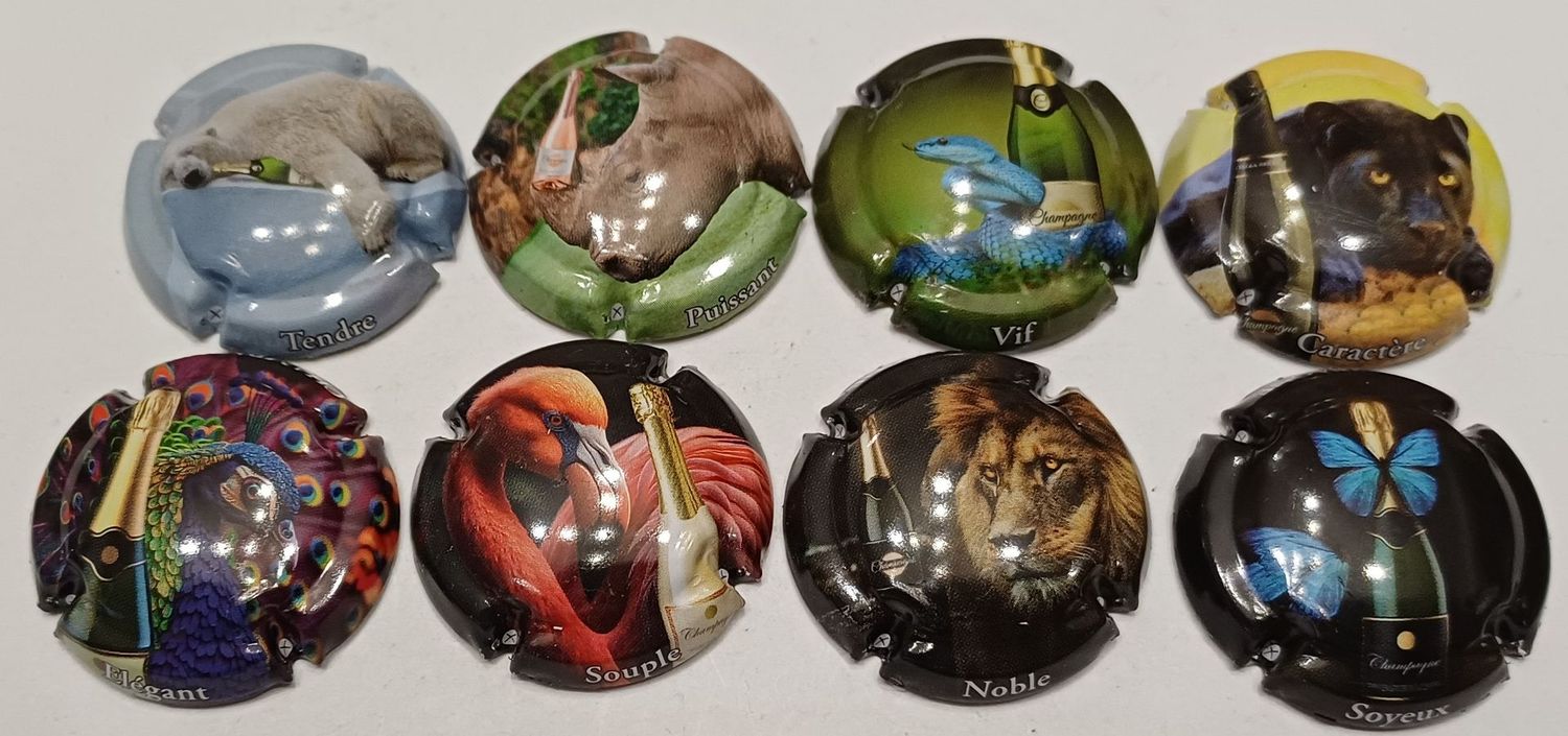 8 BELLES CAPSULES CHAMPAGNE GENERIQUE ANIMAUX BOUTEILLE REF N°1348 a 1348g NEWS