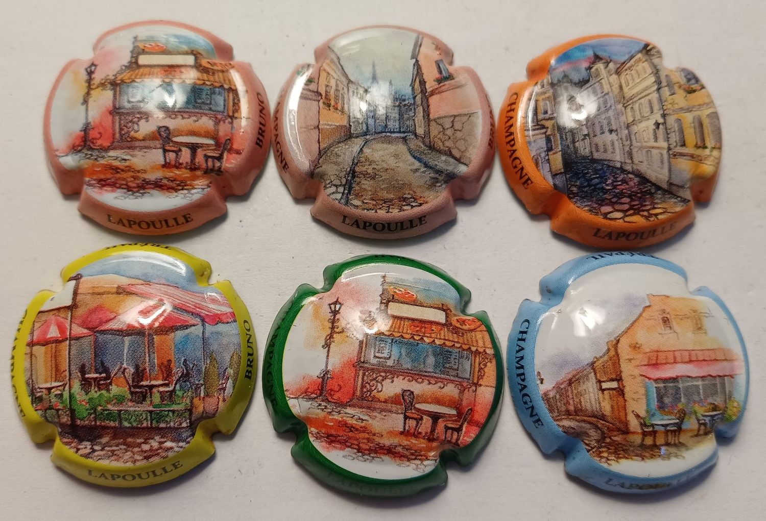 6 BELLES CAPSULES CHAMPAGNE LAPOULLE BRUNO AQUARELLE RÉF N°1j a 1je NEWS