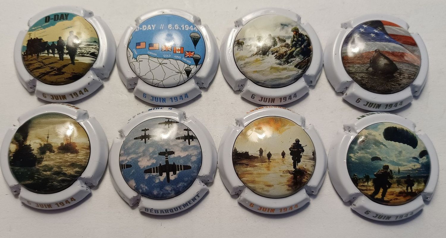 8 BELLES CAPSULES CHAMPAGNE GENERIQUE DEBARQUEMENT 2024 REF N°1413 a 1413g NEWS