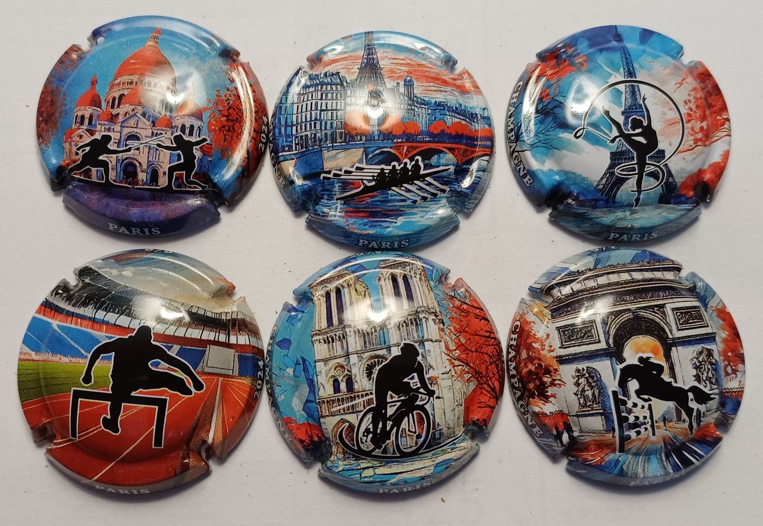 6 BELLES CAPSULES CHAMPAGNE GENERIQUE PARIS 2024 REF N°C173 a C173e NEWS