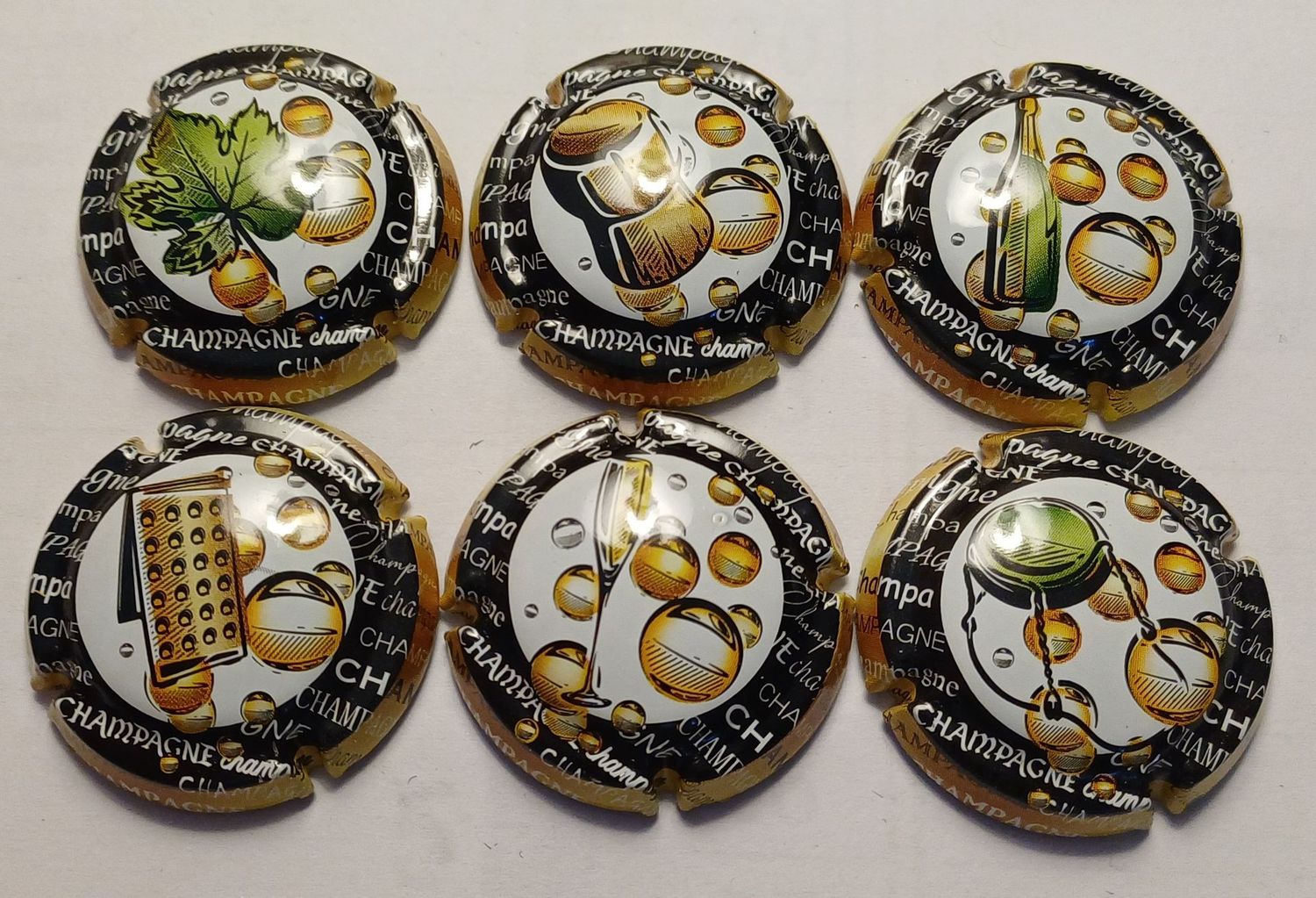 6 BELLES CAPSULES CHAMPAGNE GENERIQUE REF N° 1029 a 1029e NEWS