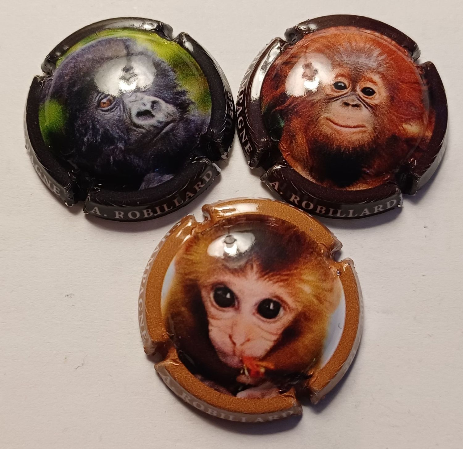 3 BELLES CAPSULES CHAMPAGNE ROBILLARD.A TETE DE SINGE 500EX NEWS