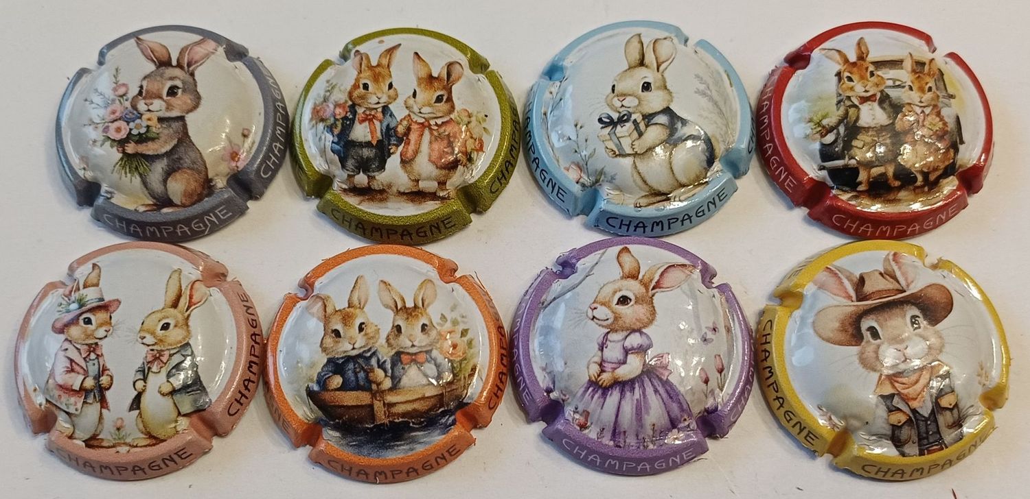 8 BELLES CAPSULES CHAMPAGNE GENERIQUE LAPIN DE PAQUES 2026 NEWS