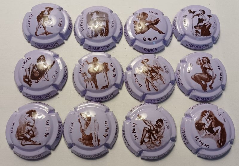 12 BELLES CAPSULES CHAMPAGNE GENERIQUE PIN UP REF N°773f a 773fk NEWS