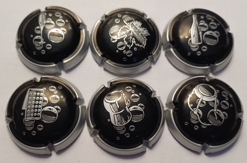 6 BELLES CAPSULES CHAMPAGNE GENERIQUE CONTOUR ARGENT REF N°1056f a 1056k NEWS