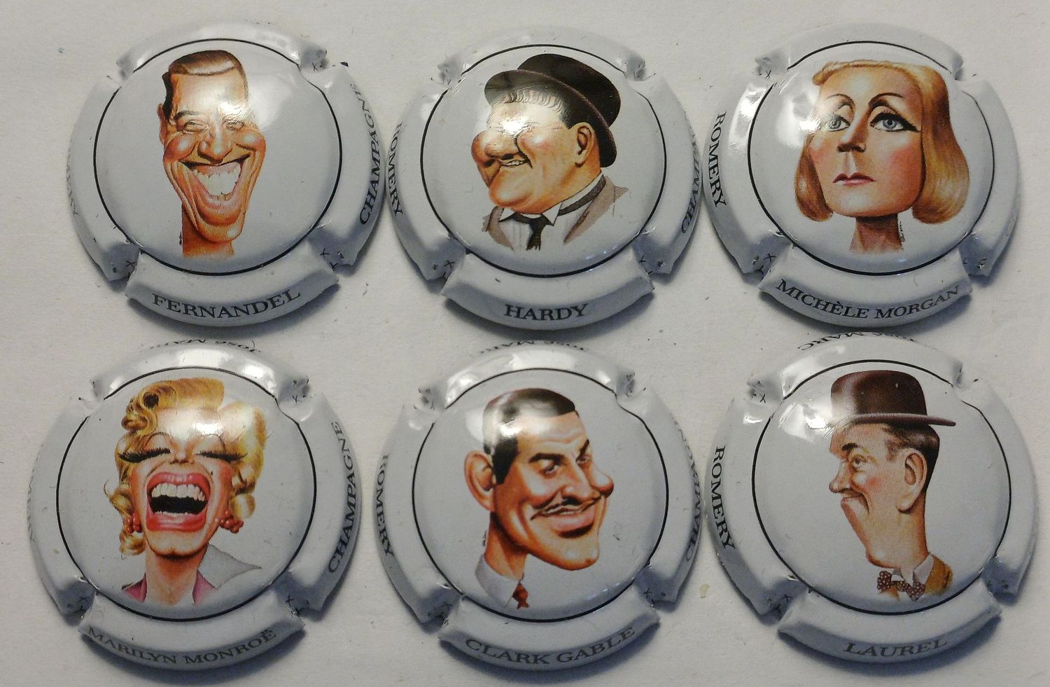 6 BELLES CAPSULES CHAMPAGNE JOSE MARC CARICATURE REF N°117 a 117e NEWS