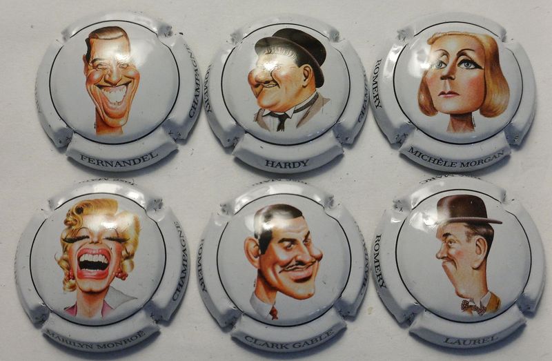 6 BELLES CAPSULES CHAMPAGNE JOSE MARC CARICATURE REF N°117 a 117e NEWS