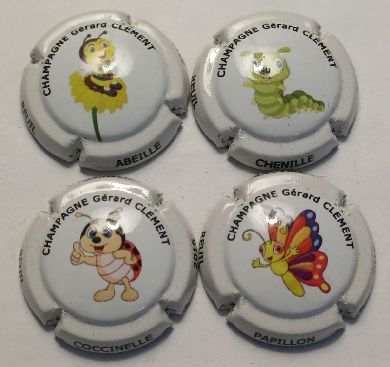 4 BELLES CAPSULES CHAMPAGNE CLEMENT GERARD LES INSECTES REF N°52 a 52c NEWS
