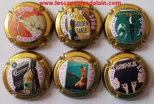 6 BELLES CAPSULES CHAMPAGNE BOUCHE SOPHIE AFFICHE 1900 REF N° 9 a 9e NEWS