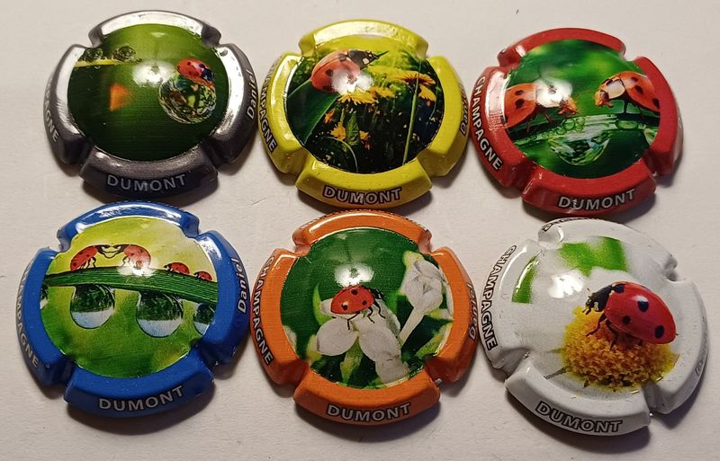 6 BELLES CAPSULES CHAMPAGNE DUMONT DANIEL COCCINELLES REF N°9 a 9e NEWS
