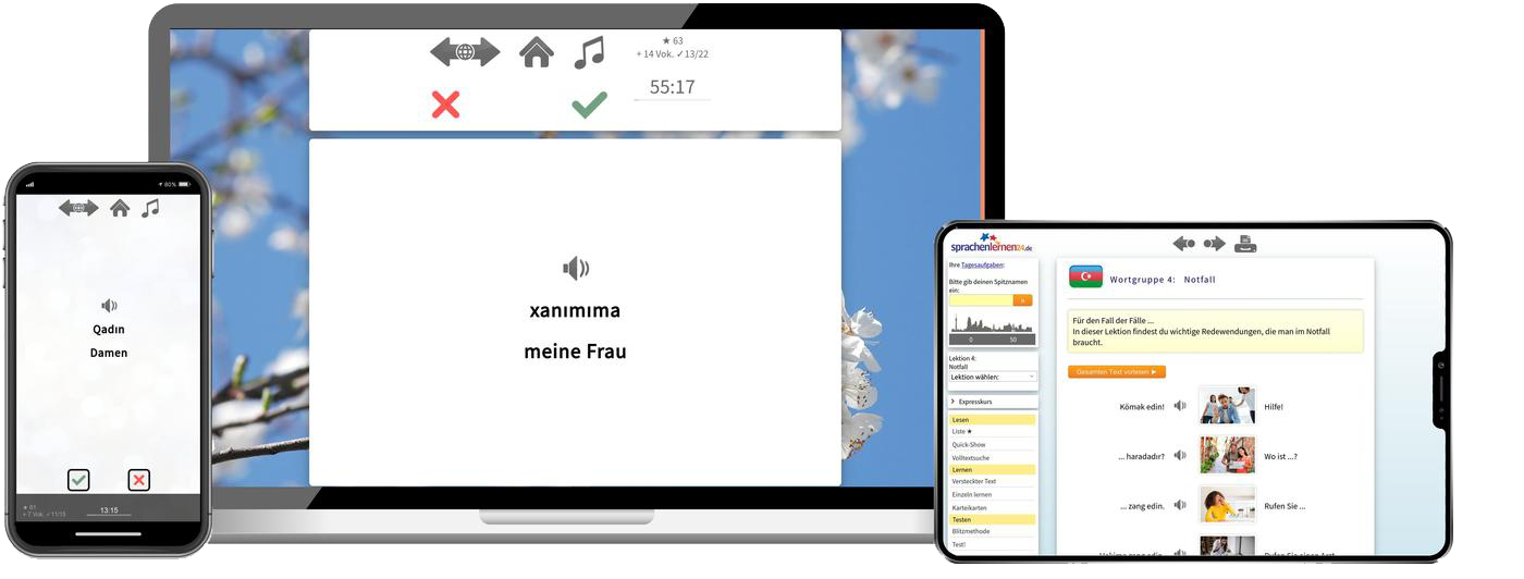 Aserbaidschanisch-Expresskurs  + Audiotrainer - Onlinekurs