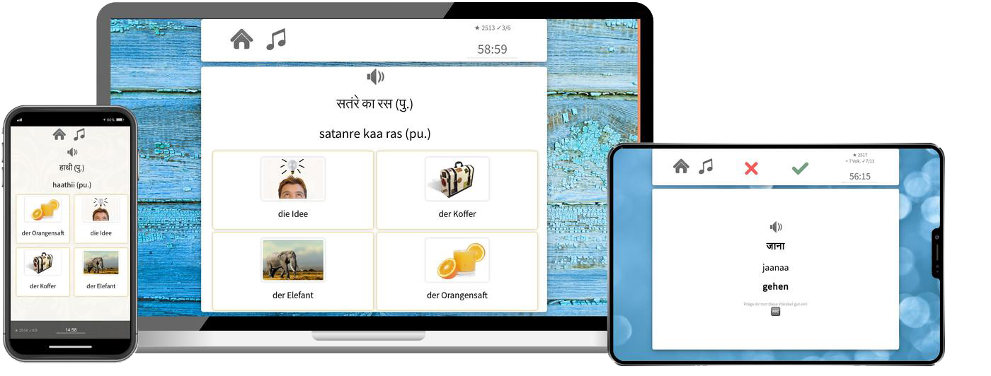Hindi-Basiskurs (A1/A2) + Audiotrainer - Onlinekurs