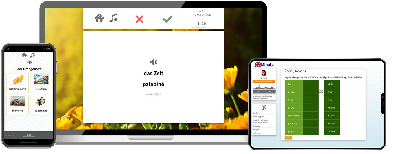 Deutsch lernen für Litauer-Basiskurs (A1/A2) + Audiotrainer - Onlinekurs