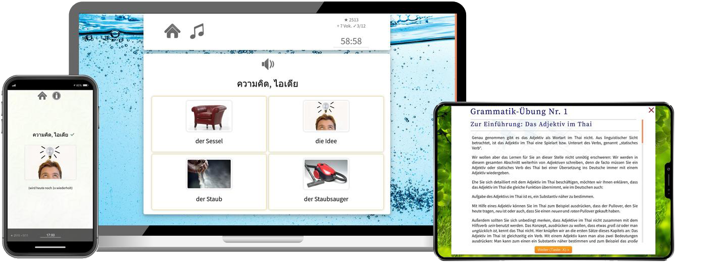 Thailändisch-Aufbaukurs (B1/B2) + Audiotrainer - Onlinekurs