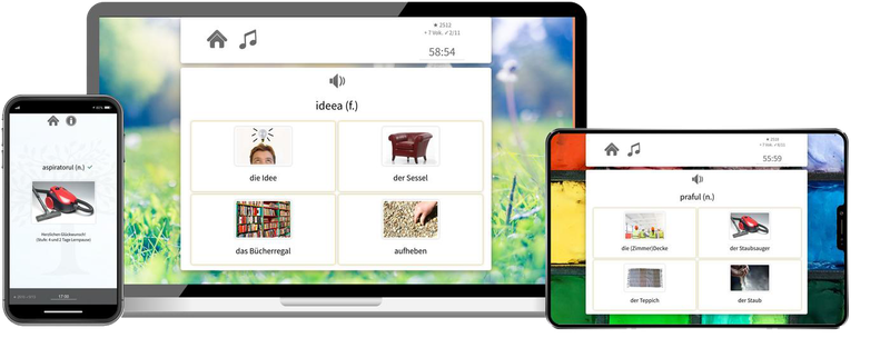 Deutsch lernen für Rumänen-Basiskurs (A1/A2) + Audiotrainer - Onlinekurs